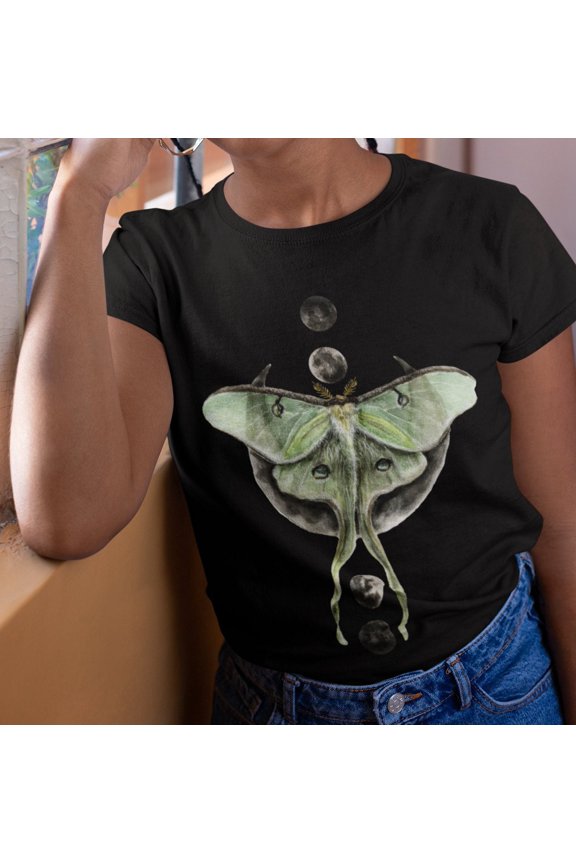 Lunar Moth T-Shirt, Watercolor Moon Phases Tee