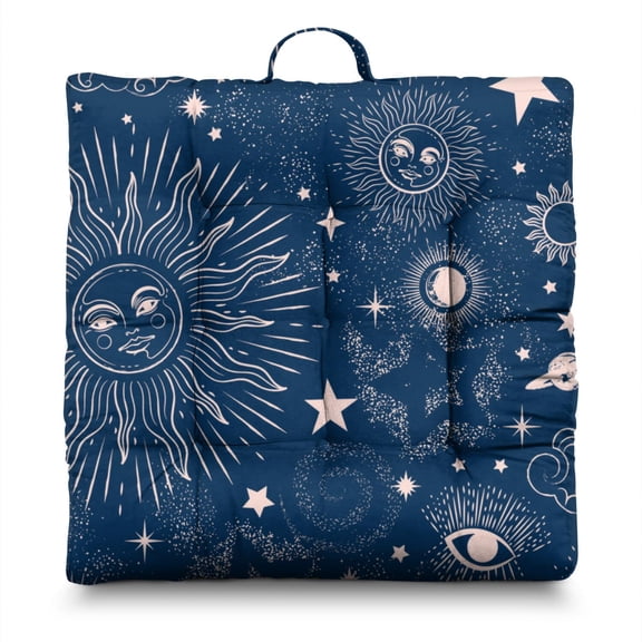 Lunar Mystical Floor Cushion - Japanese-Style Zabuton with Astronomical Aesthetic, Soft & Durable for Meditation & Tea Ceremony