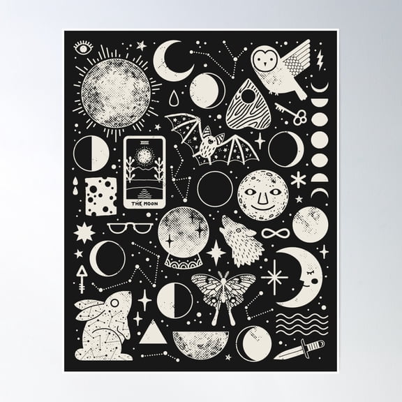 Lunar Pattern: Eclipse Poster Wall Art, Modern Wall Decor, 8x12 UNFRAMED