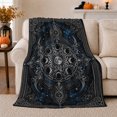 thumbnail image 1 of Lunar Phase Mandala With Ornate Interlaced Border, Soft Flannel Blanket with Ornate Celestial Geometry Print, Housewarming Gift and Home Decor for Bedroom and Living Room, 1 of 7