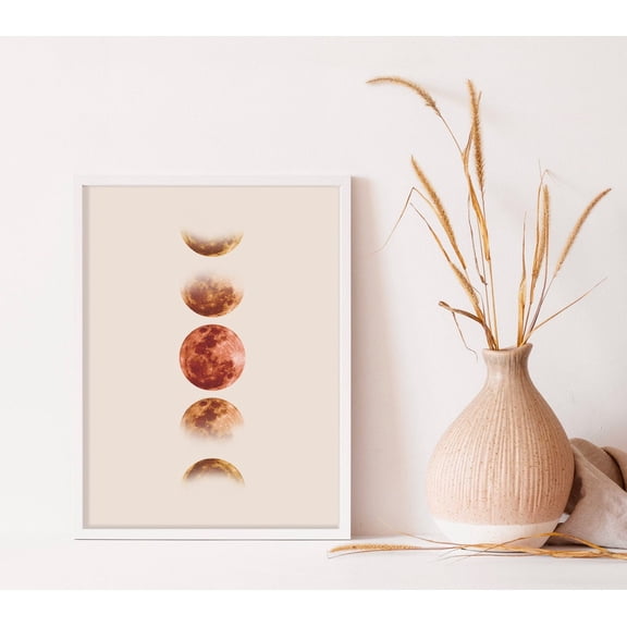 Lunar Phases Art Print, Moon Poster, Celestial Wall Decor Home Decor #1669, 24x36 UNFRAMED