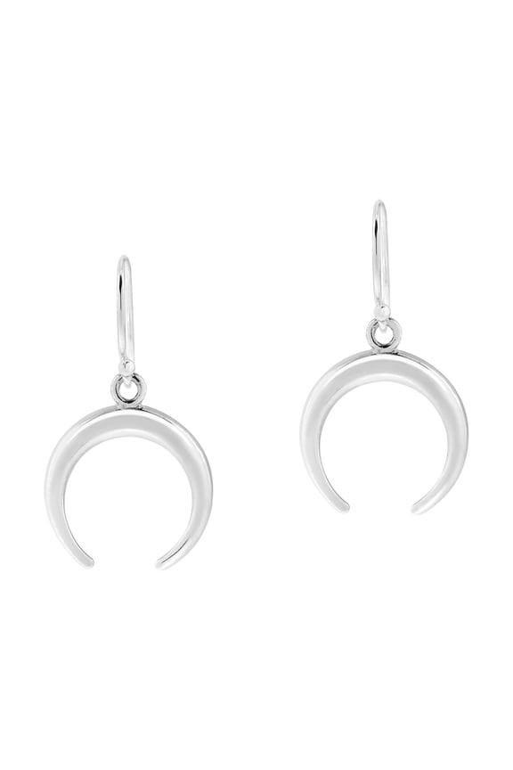Lunar Phases Crescent Upside Moon Sterling Silver Dangle Earrings for Female Adult