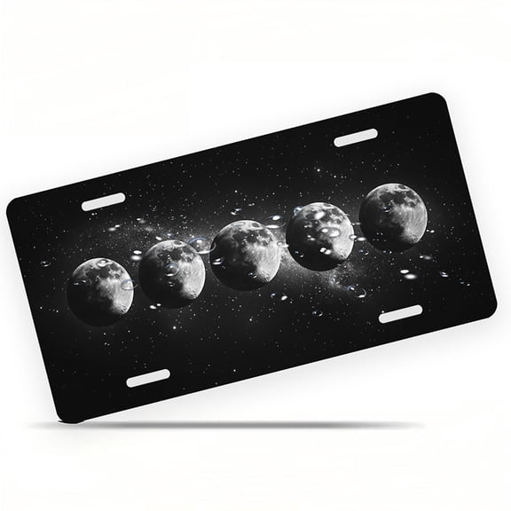 Lunar Phases Front License Plate, Metal License Plate, Funny Standard Plates Personalized Novelty Decorative For Men/Women/Boys/Girls Car 6×12 Inch