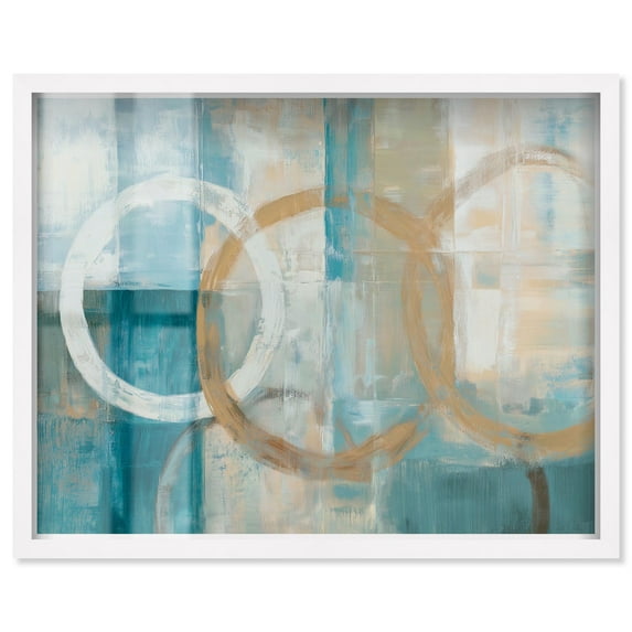 Lunar Phases II Shadowbox Print Teal Decor by Art Remedy, White Frame, 24 x 20