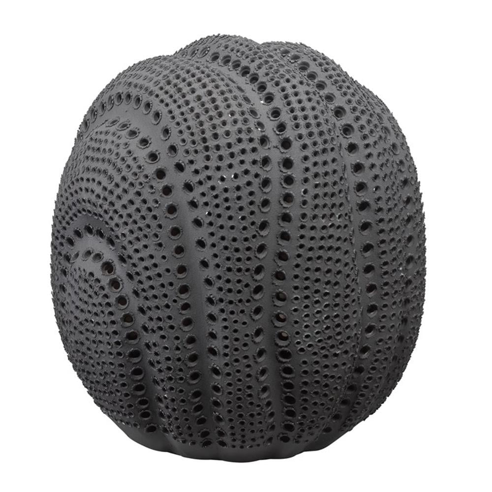 Matte Black Hand-Perforated Porcelain Decorative Sphere