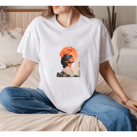 Lunar Vision Mystical Space Moon Fantasy Art Unisex T-Shirt, up to size 5XL