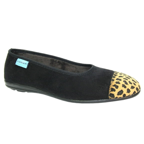 Lunar Womens Jessie Leopard Print Slippers