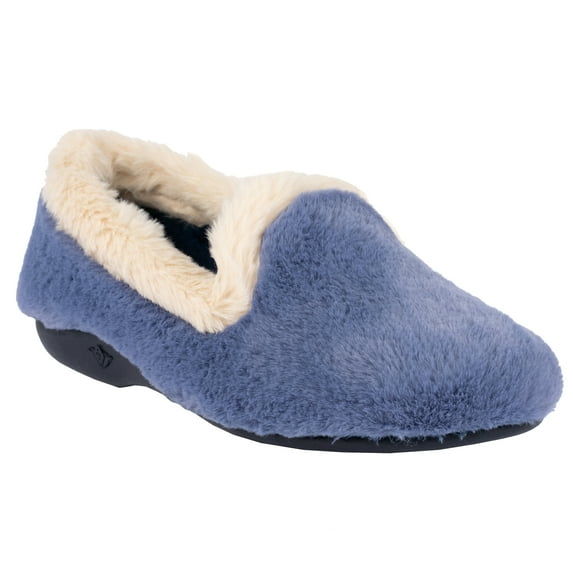 Lunar Womens Shake Faux Fur Trim Slippers