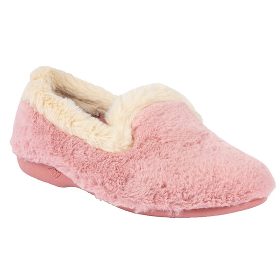 Lunar Womens Shake Faux Fur Trim Slippers