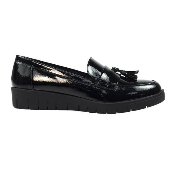 Lunar Womens Vella Patent Faux Leather Loafers