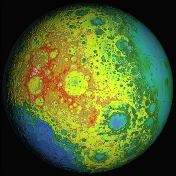 Lunar topography globe Poster Print