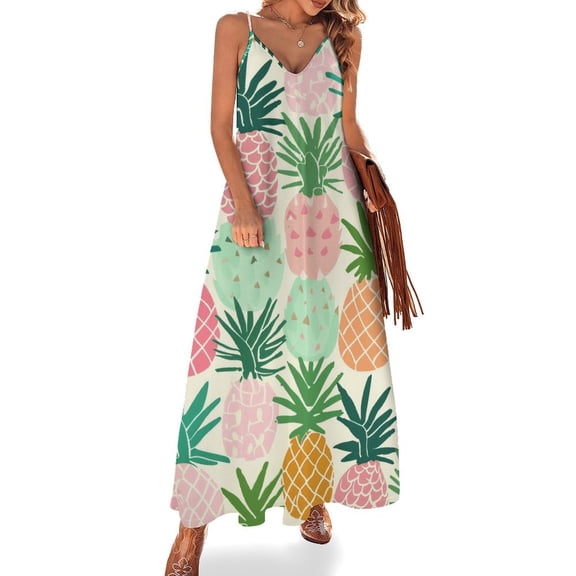 Lunarable Pineapple Design Sleeveless Dress Woman Fashion Long Dresses Women's Summer Suit Dress 2025
