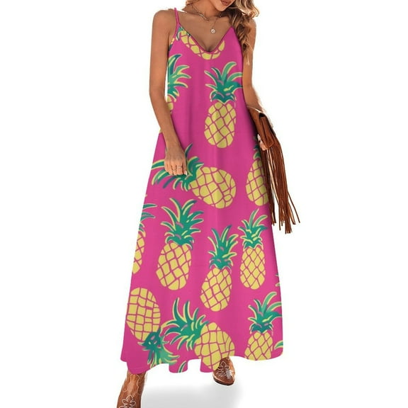 Lunarable Pineapple Design Sleeveless Dress Woman Fashion Long Dresses Women's Summer Suit Dress 2025