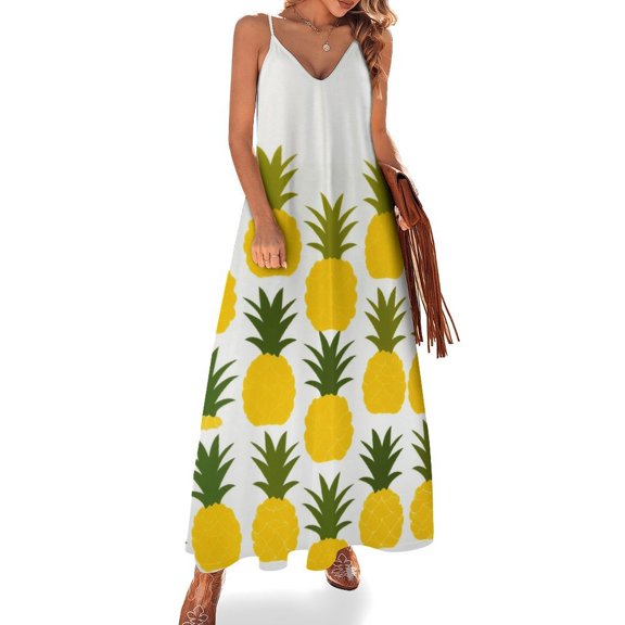 Lunarable Pineapple Design Sleeveless Dress Woman Fashion Long Dresses Women's Summer Suit Dress 2025