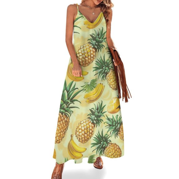 Lunarable Pineapple Design Sleeveless Dress Woman Fashion Long Dresses Women's Summer Suit Dress 2025