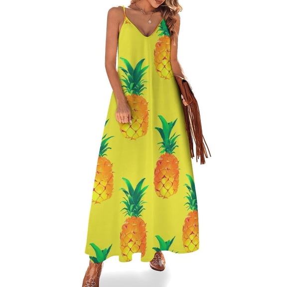 Lunarable Pineapple Design Sleeveless Dress Woman Fashion Long Dresses Women's Summer Suit Dress 2025