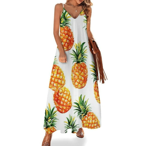 Lunarable Pineapple Design Sleeveless Dress Woman Fashion Long Dresses Women's Summer Suit Dress 2025