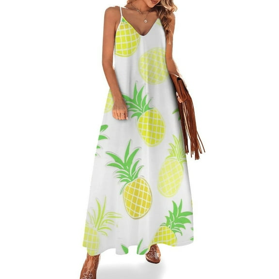 Lunarable Pineapple Fine Art Sleeveless Dress Summer Dress Woman 2025