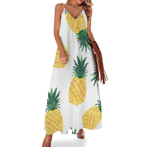 Lunarable Pineapple Fine Art Sleeveless Dress Summer Dress Woman 2025