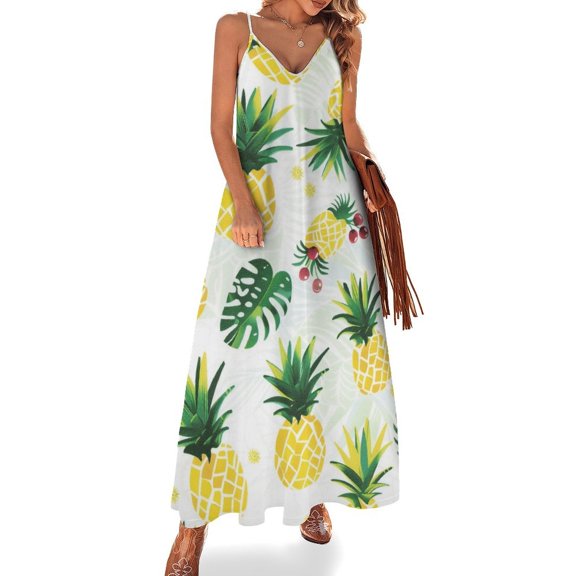 Lunarable Pineapple Fine Art Sleeveless Dress Summer Dress Woman 2025