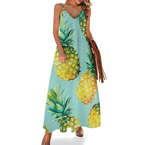 Lunarable Pineapple Fine Art Sleeveless Dress Summer Dress Woman 2025