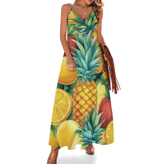 Lunarable Pineapple Fine Art Sleeveless Dress Summer Dress Woman 2025