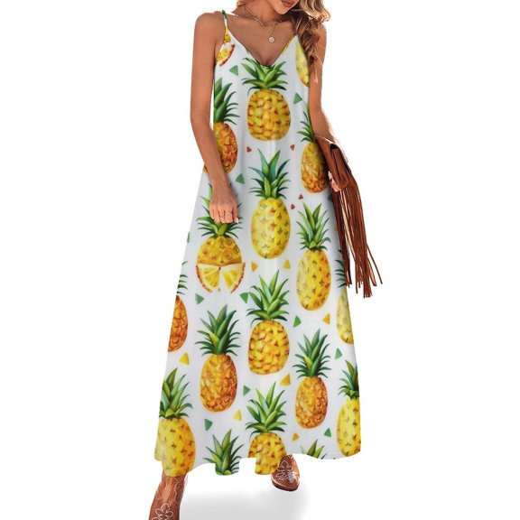 Lunarable Pineapple Fine Art Sleeveless Dress Summer Dress Woman 2025