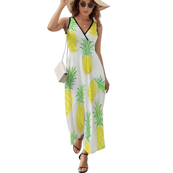 Lunarable Pineapple King Size Sleeveless Dress Dresses Summer Women Dresses Clothing Woman Dresses Dress