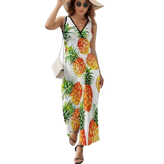 Lunarable Pineapple Pattern Design Sleeveless Dress Summer Clothes for Women Women's Clothing 2025