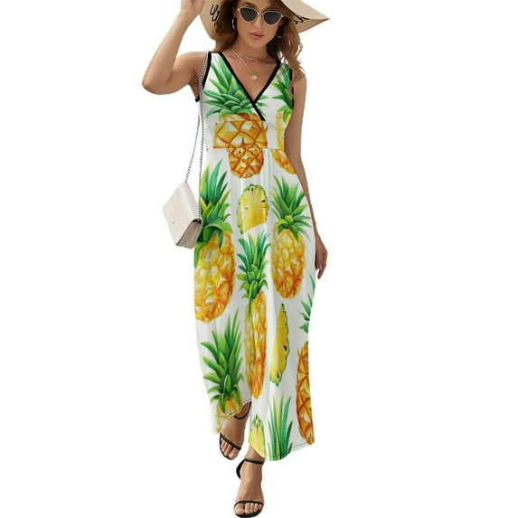 Lunarable Pineapple Pattern Design Sleeveless Dress Summer Clothes for Women Women's Clothing 2025