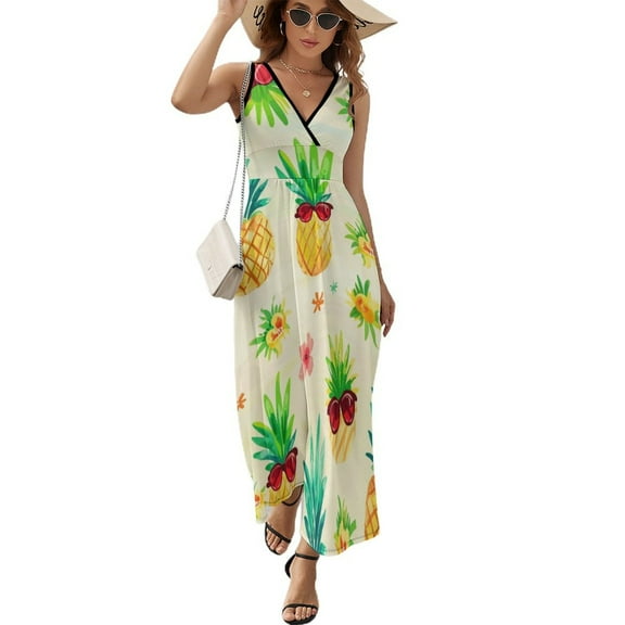 Lunarable Pineapple Pattern Design Sleeveless Dress Summer Clothes for Women Women's Clothing 2025