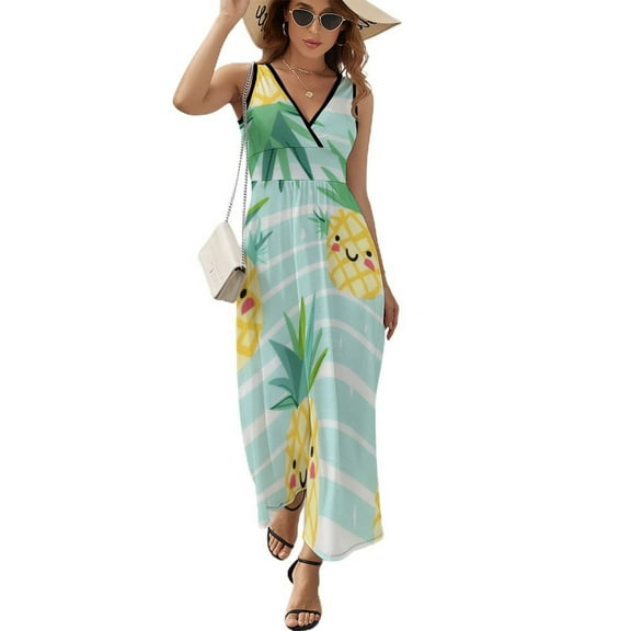 Lunarable Pineapple Pattern Design Sleeveless Dress Summer Clothes for Women Women's Clothing 2025