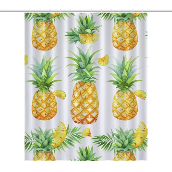 Lunarable Pineapple Shower Curtain Cloth Fabric Bathroom Decor with Hooks