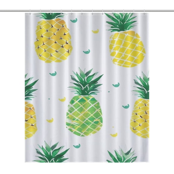 Lunarable Pineapple Shower Curtain Cloth Fabric Bathroom Decor with Hooks