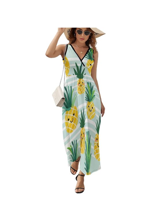 Lunarable Pineapple Sleeveless Dress Female Clothing Dress Women Summer 2025 Dress