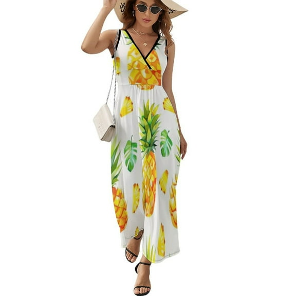 Lunarable Pineapple Sleeveless Dress Female Clothing Dress Women Summer 2025 Dress