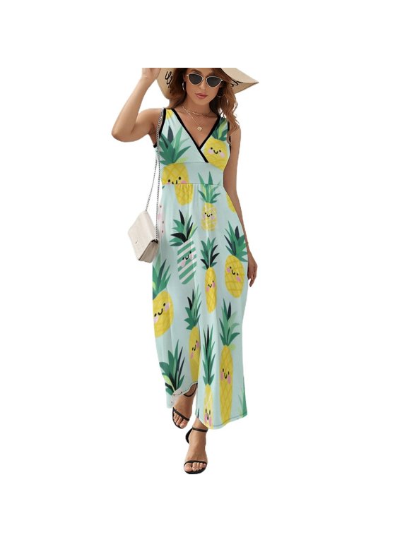 Lunarable Pineapple Sleeveless Dress Female Clothing Dress Women Summer 2025 Dress
