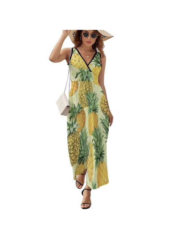 Lunarable Pineapple Sleeveless Dress Woman Fashion Long Dresses Women's Summer Suit Dress 2025