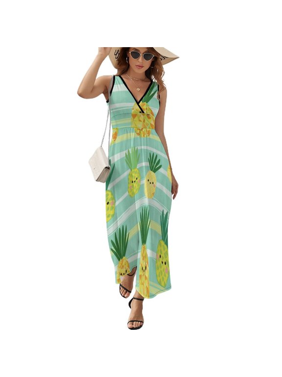 Lunarable Pineapple Sleeveless Dress Woman Fashion Long Dresses Women's Summer Suit Dress 2025