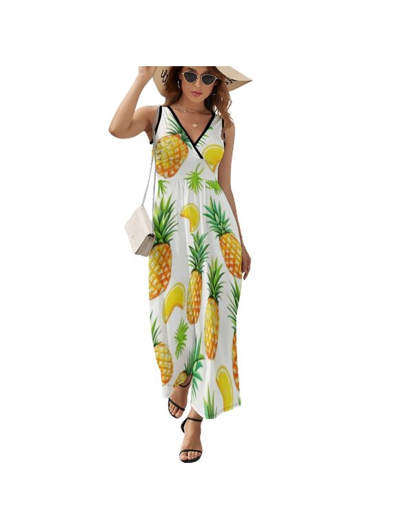 Lunarable Pineapple Sleeveless Dress Woman Fashion Long Dresses Women's Summer Suit Dress 2025