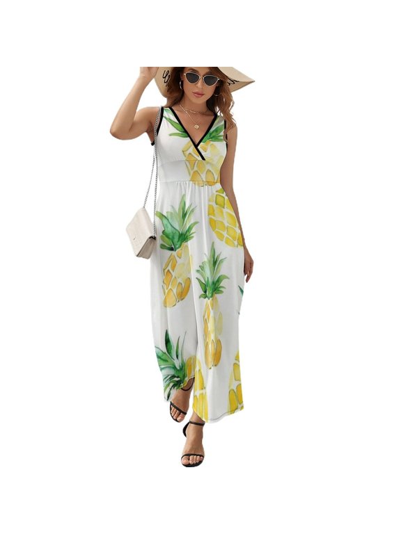 Lunarable Pineapple Sleeveless Dress Woman Fashion Long Dresses Women's Summer Suit Dress 2025