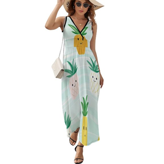 Lunarable Pineapple Sleeveless Dress Woman Fashion Long Dresses Women's Summer Suit Dress 2025