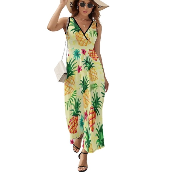 Lunarable Pineapple Sleeveless Dress Woman Fashion Long Dresses Women's Summer Suit Dress 2025
