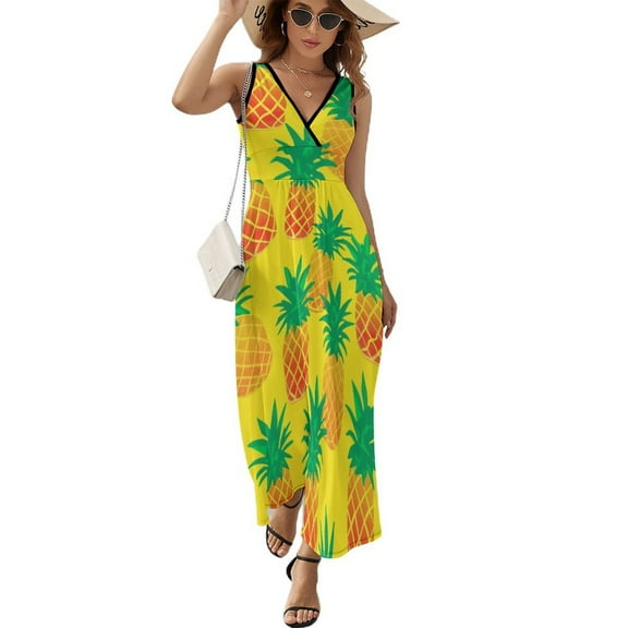 Lunarable Pineapple Sleeveless Dress Woman Fashion Long Dresses Women's Summer Suit Dress 2025
