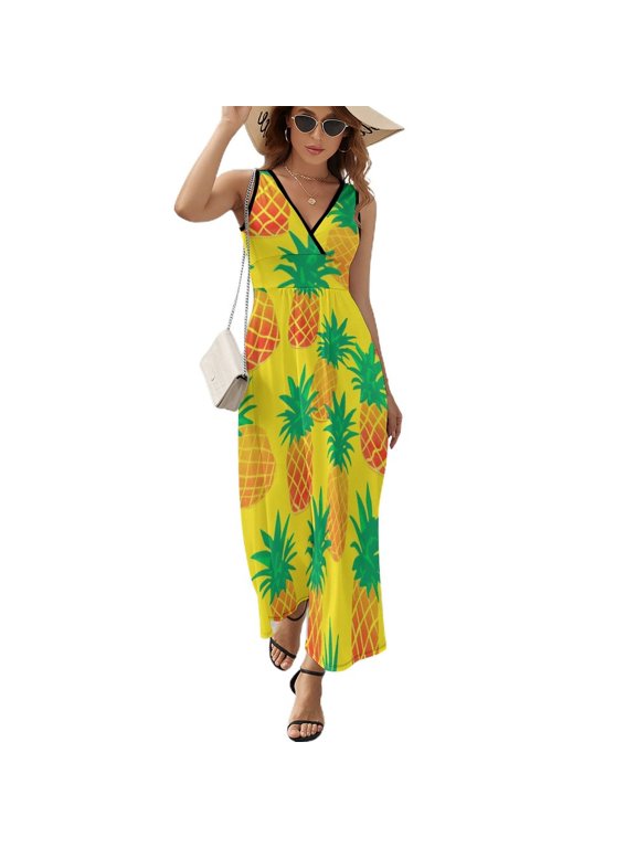 Lunarable Pineapple Sleeveless Dress Woman Fashion Long Dresses Women's Summer Suit Dress 2025