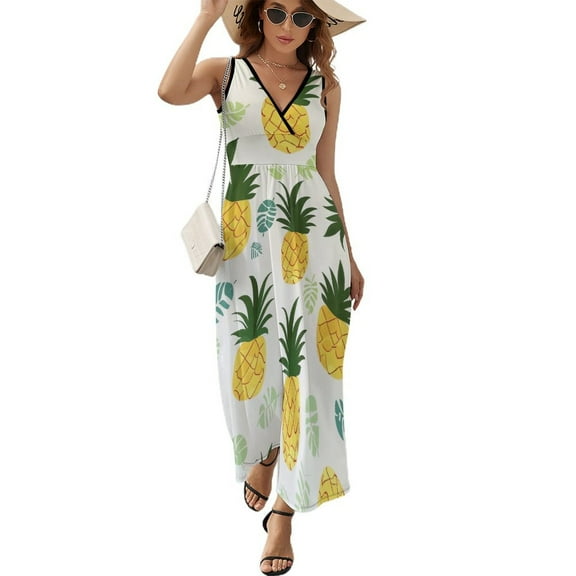 Lunarable Pineapple Sleeveless Dress Woman Fashion Long Dresses Women's Summer Suit Dress 2025
