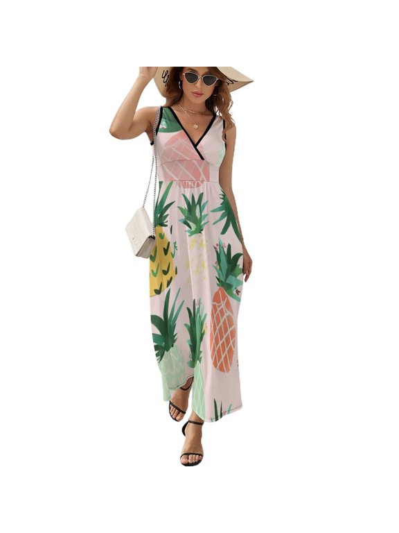 Lunarable Pineapple Sleeveless Dress Woman Fashion Long Dresses Women's Summer Suit Dress 2025