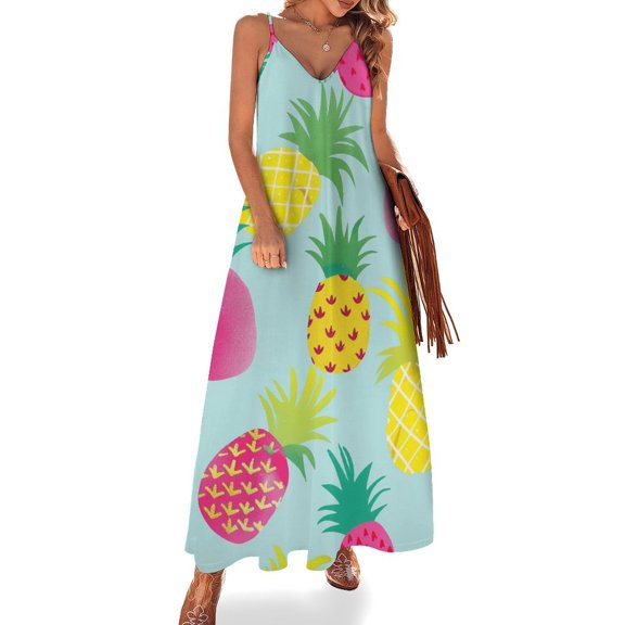 Lunarable Pineapple Sleeveless Dress Woman Fashion Long Dresses Women's Summer Suit Dress Summer 2025 Women