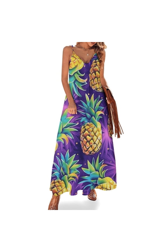 Lunarable Pineapple Sleeveless Dress Woman Fashion Long Dresses Women's Summer Suit Dress Summer 2025 Women