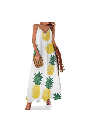 slim fit dress slacks Kaipo Long Hawaiian Dress in Pineapple Print – Angels by the Sea Hawaii